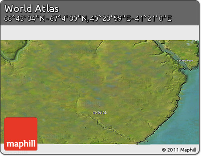 Satellite 3D Map of the Area around 66° 54' 2" N, 40° 52' 30" E