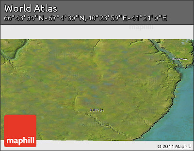 Satellite 3D Map of the Area around 66° 54' 2" N, 40° 52' 30" E