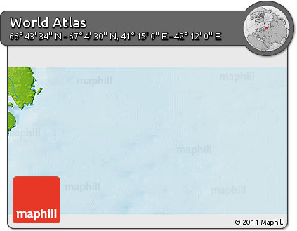 Physical 3D Map of the Area around 66° 54' 2" N, 41° 43' 30" E