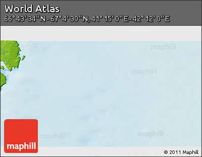 Physical 3D Map of the Area around 66° 54' 2" N, 41° 43' 30" E