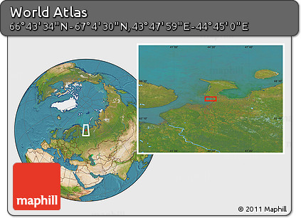 Satellite Location Map of the Area around 66° 54' 2" N, 44° 16' 29" E