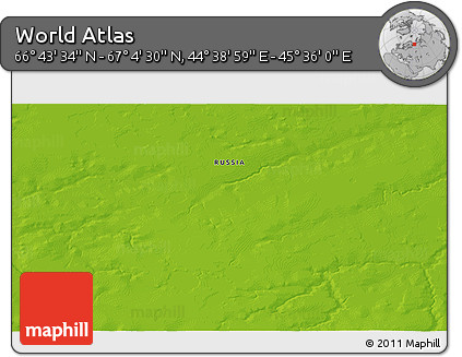 Physical 3D Map of the Area around 66° 54' 2" N, 45° 7' 30" E