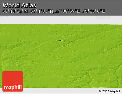 Physical 3D Map of the Area around 66° 54' 2" N, 45° 7' 30" E