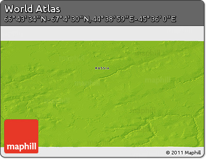 Physical 3D Map of the Area around 66° 54' 2" N, 45° 7' 30" E