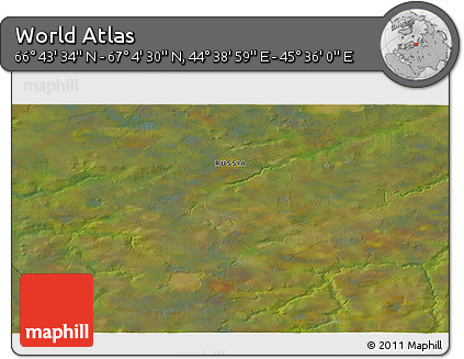 Satellite 3D Map of the Area around 66° 54' 2" N, 45° 7' 30" E