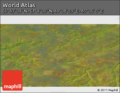 Satellite 3D Map of the Area around 66° 54' 2" N, 45° 7' 30" E