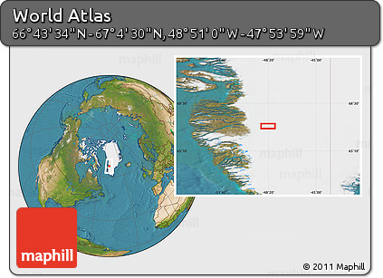 Satellite Location Map of the Area around 66° 54' 2" N, 48° 22' 30" W