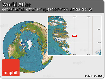Satellite Location Map of the Area around 66° 54' 2" N, 48° 22' 30" W