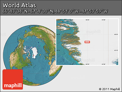 Satellite Location Map of the Area around 66° 54' 2" N, 48° 22' 30" W