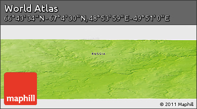 Physical Panoramic Map of the Area around 66° 54' 2" N, 49° 22' 30" E