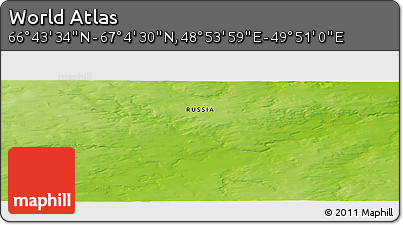 Physical Panoramic Map of the Area around 66° 54' 2" N, 49° 22' 30" E