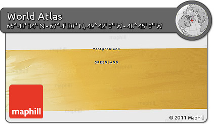 Physical Panoramic Map of the Area around 66° 54' 2" N, 49° 13' 30" W