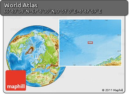Physical Location Map of the Area around 66° 54' 2" N, 4° 19' 30" E