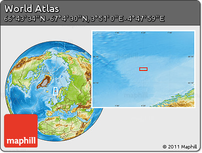 Physical Location Map of the Area around 66° 54' 2" N, 4° 19' 30" E