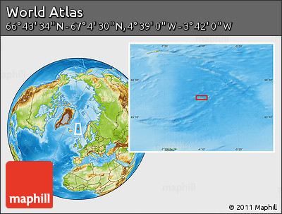 Physical Location Map of the Area around 66° 54' 2" N, 4° 10' 30" W