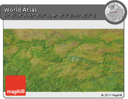 Satellite 3D Map of the Area around 66° 54' 2" N, 50° 13' 30" E