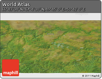 Satellite 3D Map of the Area around 66° 54' 2" N, 50° 13' 30" E