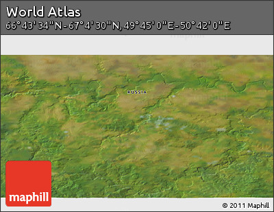 Satellite 3D Map of the Area around 66° 54' 2" N, 50° 13' 30" E