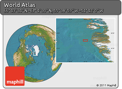 Satellite Location Map of the Area around 66° 54' 2" N, 55° 10' 29" W