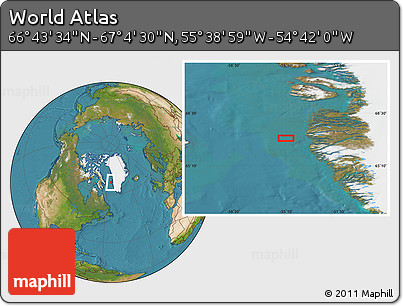 Satellite Location Map of the Area around 66° 54' 2" N, 55° 10' 29" W