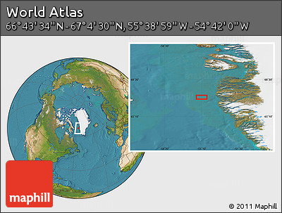 Satellite Location Map of the Area around 66° 54' 2" N, 55° 10' 29" W