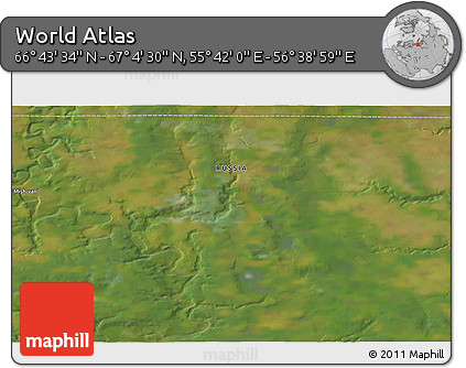 Satellite 3D Map of the Area around 66° 54' 2" N, 56° 10' 29" E
