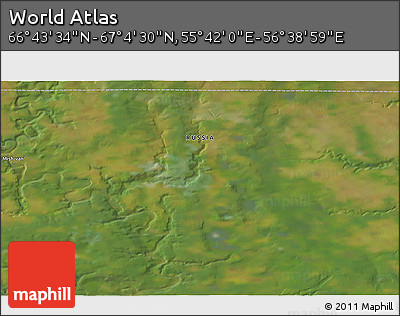 Satellite 3D Map of the Area around 66° 54' 2" N, 56° 10' 29" E