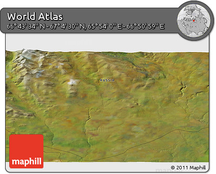 Satellite 3D Map of the Area around 66° 54' 2" N, 66° 22' 30" E