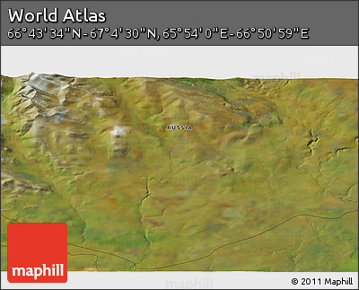 Satellite 3D Map of the Area around 66° 54' 2" N, 66° 22' 30" E