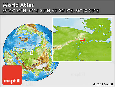 Physical Location Map of the Area around 66° 54' 2" N, 66° 22' 30" E
