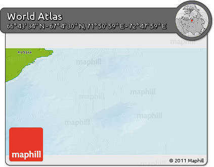 Physical 3D Map of the Area around 66° 54' 2" N, 72° 19' 29" E