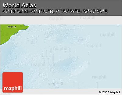 Physical 3D Map of the Area around 66° 54' 2" N, 72° 19' 29" E