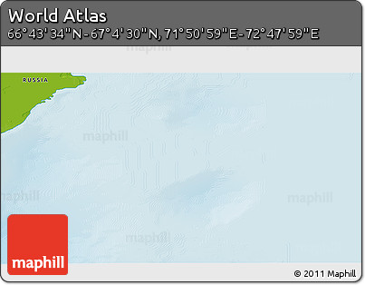 Physical 3D Map of the Area around 66° 54' 2" N, 72° 19' 29" E
