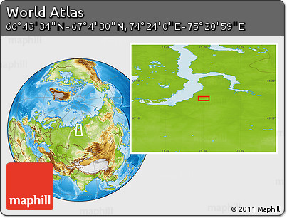 Physical Location Map of the Area around 66° 54' 2" N, 74° 52' 30" E