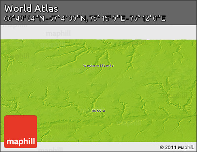 Physical 3D Map of the Area around 66° 54' 2" N, 75° 43' 29" E