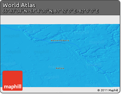 Political 3D Map of the Area around 66° 54' 2" N, 81° 40' 30" E