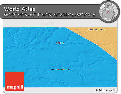Political 3D Map of the Area around 66° 54' 2" N, 82° 31' 30" E