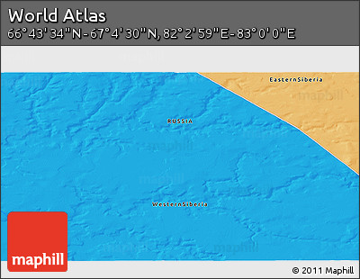 Political 3D Map of the Area around 66° 54' 2" N, 82° 31' 30" E