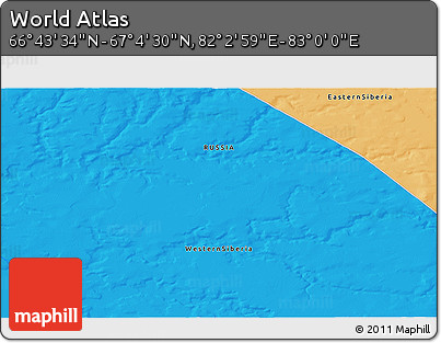Political 3D Map of the Area around 66° 54' 2" N, 82° 31' 30" E