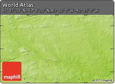 Physical Map of the Area around 66° 54' 2" N, 83° 13' 29" W