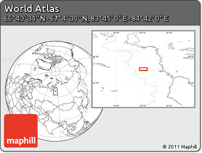 Blank Location Map of the Area around 66° 54' 2" N, 84° 13' 29" E