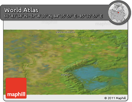 Satellite 3D Map of the Area around 66° 54' 2" N, 85° 4' 29" E