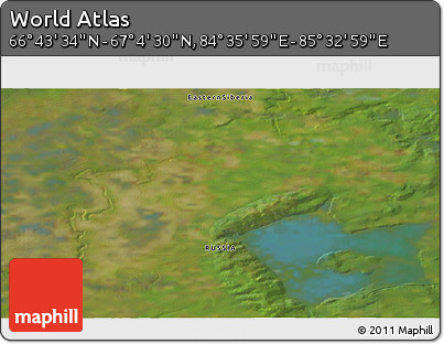 Satellite 3D Map of the Area around 66° 54' 2" N, 85° 4' 29" E