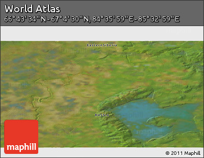 Satellite 3D Map of the Area around 66° 54' 2" N, 85° 4' 29" E