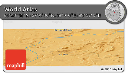 Political Panoramic Map of the Area around 66° 54' 2" N, 88° 28' 29" E