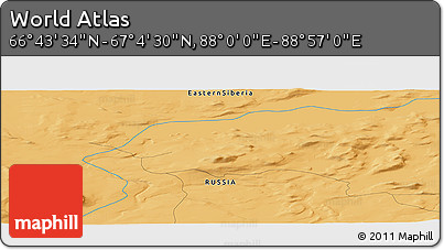 Political Panoramic Map of the Area around 66° 54' 2" N, 88° 28' 29" E