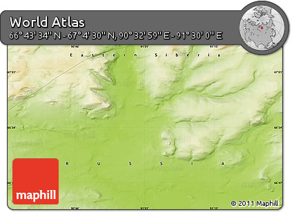 Physical Map of the Area around 66° 54' 2" N, 91° 1' 30" E