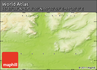 Physical Map of the Area around 66° 54' 2" N, 91° 1' 30" E