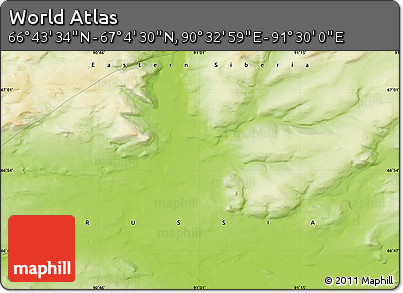 Physical Map of the Area around 66° 54' 2" N, 91° 1' 30" E
