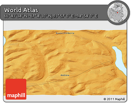 Political 3D Map of the Area around 66° 54' 2" N, 94° 25' 30" E